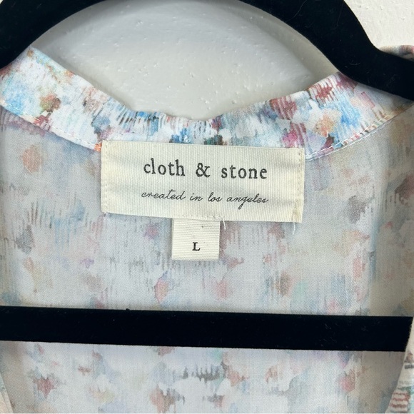 Cloth & Stone Multicolor Button Up Shirt Cotton Womens L Boho Preppy Art Soft - Picture 6 of 10